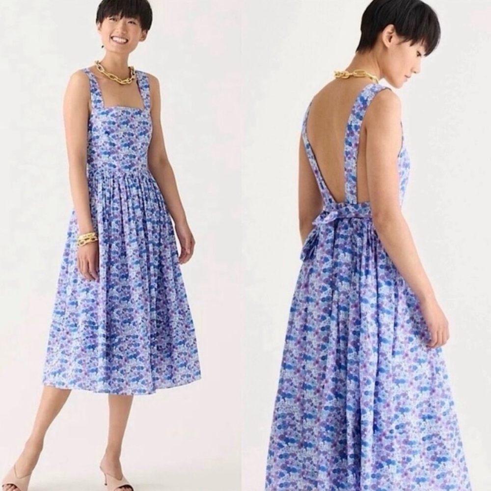 J. Crew Liberty of London Blue Floral Apron Dress